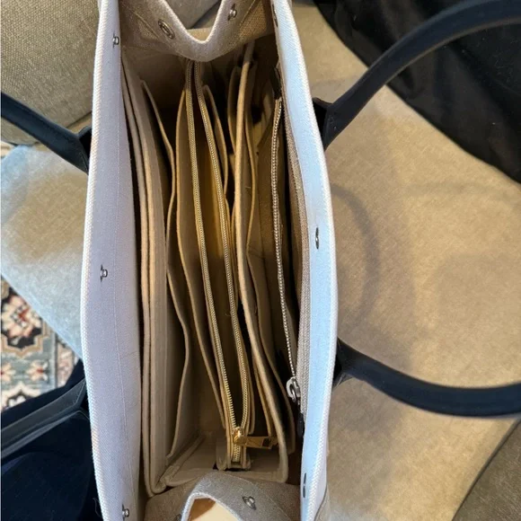 Saint Laurent Rive Gauche Linen & Leather Tote - Picture 2 of 3